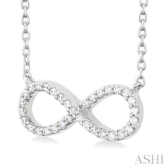 1/10 Ctw Round Cut Diamond Infinity Petite Pendant With Chain in 10K White Gold