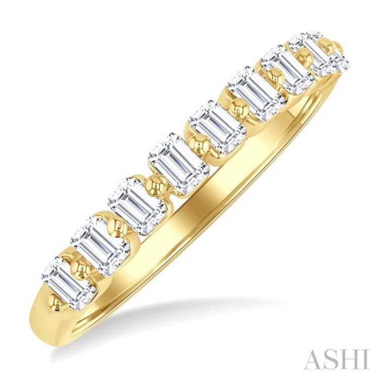 3/4 Ctw Half Eternity Emerald Cut Diamond Fashion Band in 14K Yellow Gold