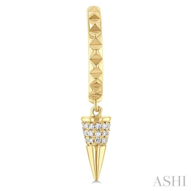 1/6 Ctw Cone Shape Motif Round Cut Diamond Half Hoop Fashion Earrings in 14K Yellow Gold