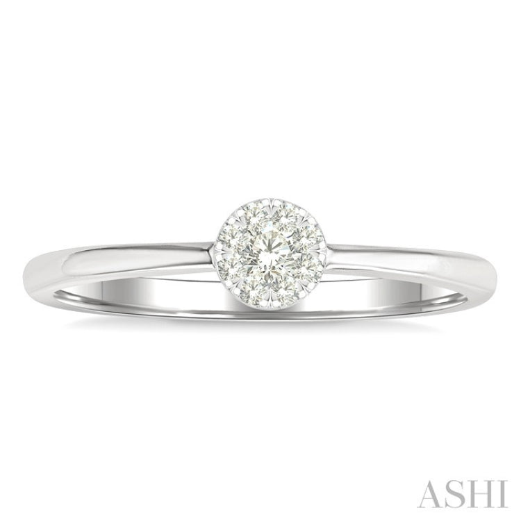 1/10 Ctw Lovebright Petite Round Shape Round Cut Diamond Fashion Ring in 10K White Gold