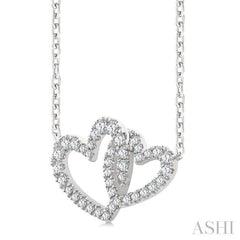 1/4 Ctw Interlocked Heart Round Cut Diamond Fashion Pendant With Chain in 10K White Gold