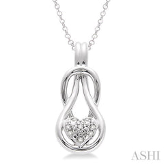 1/50 Ctw Heart Shape Round Cut Diamond Fashion Pendant in Sterling Silver with Chain