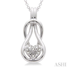 1/50 Ctw Heart Shape Round Cut Diamond Fashion Pendant in Sterling Silver with Chain