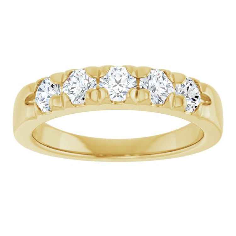 14K Yellow 3/4 CTW Lab-Grown Diamond French-Set Anniversary Band