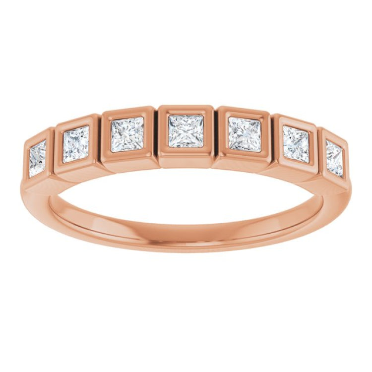 14K Rose 2x2 mm Square 1/3 CTW Natural Diamond Anniversary Band