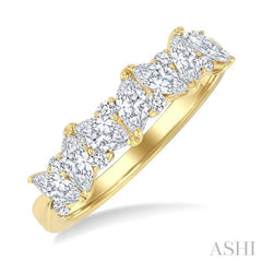 1 Ctw Scatter Marquise and Round Cut Diamond Fashion Band in 14K Yellow Gold