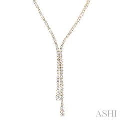 9 Ctw Y-Split Round Cut Diamond Lariat Necklace in 14K Yellow Gold