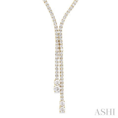 9 Ctw Y-Split Round Cut Diamond Lariat Necklace in 14K Yellow Gold