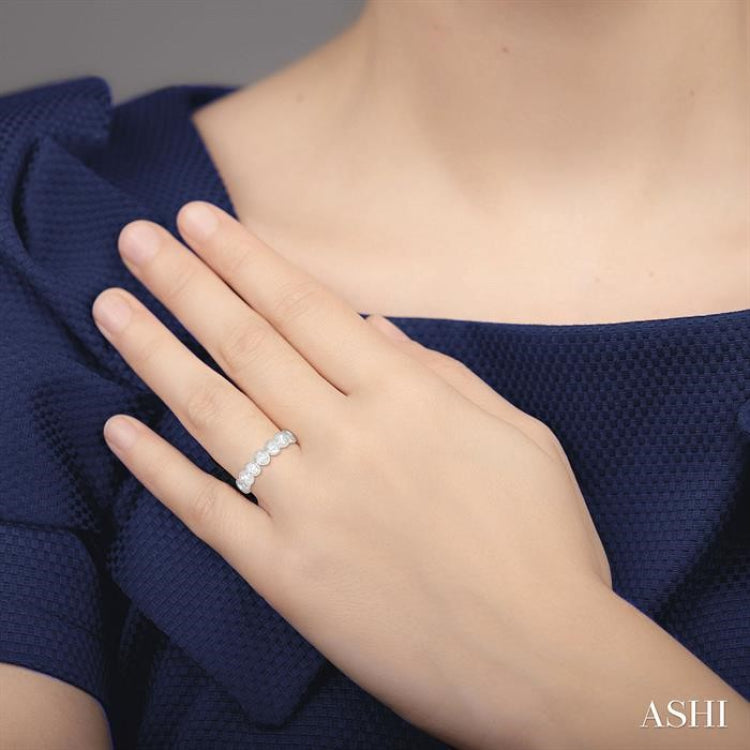1 Ctw 7-Stone Bezel Set Oval Cut Diamond Fashion Band in 14K White Gold