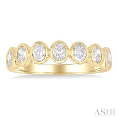 1 Ctw 7-Stone Bezel Set Oval Cut Diamond Fashion Band in 14K Yellow Gold