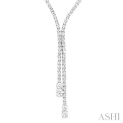 9 Ctw Y-Split Round Cut Diamond Lariat Necklace in 14K White Gold