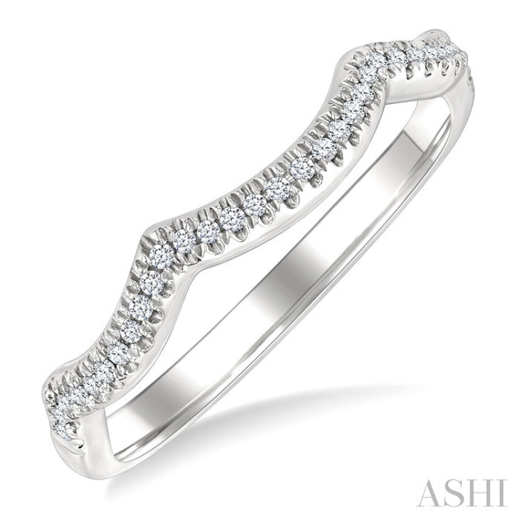 1/10 Ctw Triple Arch Round Cut Diamond Wedding Band in 14K White Gold