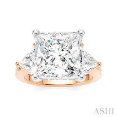 1 1/10 Ctw Princess Shape Trillion Cut & Round Cut Diamond Semi-Mount Engagement Ring in 14K Rose and White Gold