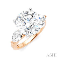 1 1/10 Ctw Tri-Mount Circular Shape Center Pear and Round Cut Diamond Semi-Mount Engagement Ring in 14K Rose and White Gold