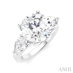 1 1/10 Ctw Tri-Mount Circular Shape Center Pear and Round Cut Diamond Semi-Mount Engagement Ring in 14K White Gold