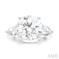 1 1/10 Ctw Tri-Mount Circular Shape Center Pear and Round Cut Diamond Semi-Mount Engagement Ring in 14K White Gold