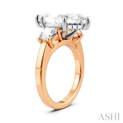 1 1/10 Ctw Tri-Mount Marquise Shape Center Round Cut Diamond Semi-Mount Engagement Ring in 14K Rose and White Gold