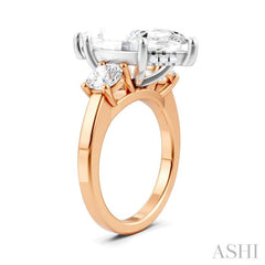 1 1/10 Ctw Tri-Mount Marquise Shape Center Round Cut Diamond Semi-Mount Engagement Ring in 14K Rose and White Gold