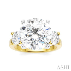1 1/10 Ctw Tri-Mount Past, Present and Future Round Cut Diamond Semi-Mount Engagement Ring in 14K Yellow and White Gold