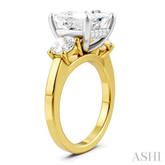1 1/10 Ctw Tri-Mount Princess Shape Round Cut Diamond Semi-Mount Engagement Ring in 14K Yellow and White Gold