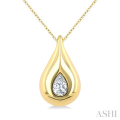 1/4 Ctw Teardrop Pear Cut Diamond Fashion Pendant With Chain in 14K Yellow Gold
