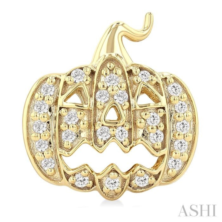 1/6 Ctw Petite Pumpkin Round Cut Diamond Fashion Earrings in 10K Yellow Gold