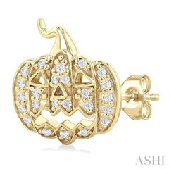 1/6 Ctw Petite Pumpkin Round Cut Diamond Fashion Earrings in 10K Yellow Gold