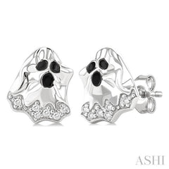 1/20 Ctw Petite Ghost Round Cut Diamond Fashion Earrings in 10K White Gold
