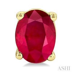 4X3 MM Oval Shape Ruby Precious Stud Earrings in 14K Yellow Gold