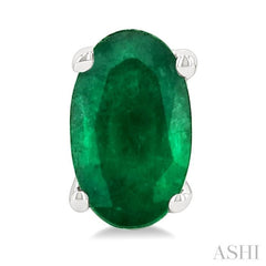 5X3 MM Oval Shape Emerald Precious Stud Earrings in 14K White Gold