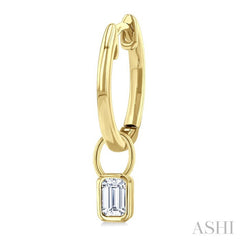 1/3 Ctw Bezel Set Emerald Cut Diamond Huggie Earrings in 14K Yellow Gold