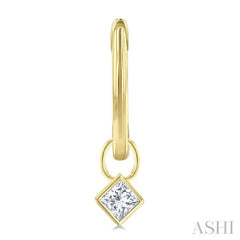 1/3 Ctw Bezel Set Princess Cut Diamond Huggie Earrings in 14K Yellow Gold