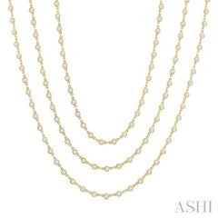 10 Ctw Bezel Set Round Cut Diamond Layered 60-Inch Necklace in 14K Yellow Gold
