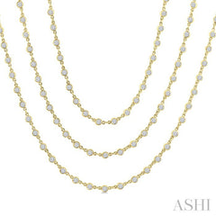 10 Ctw Bezel Set Round Cut Diamond Layered 60-Inch Necklace in 14K Yellow Gold