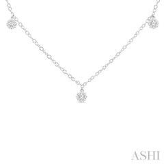 1/3 Ctw Lovebright Circular Mount Round Cut Diamond Station Necklace in 14K White Gold